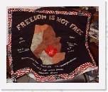 FreedomIsNotFree * June 2000 -- My husband went to serve in Albania/Kosovo back in 1999. He was deployed on April 19th and I did not have any idea how long he would be gone. So, to honor him, and to keep me sane, I decided to make him a wall hanging. Here is the nearly completed project. All that is missing--the date of return. * 455 x 379 * (64KB)